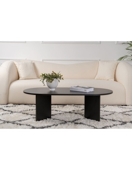 Mesa de Centro Ovalada SILKE, MDF Acabado Madera Negra