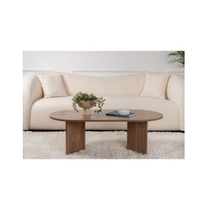 Mesa de Centro Ovalada SILKE, MDF Acabado Nogal 2