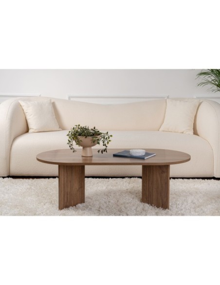 Mesa de Centro Ovalada SILKE, MDF Acabado Nogal