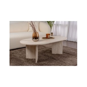 Mesa de Centro Ovalada SILKE, MDF Acabado Mármol