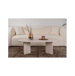 Mesa de Centro Ovalada SILKE, MDF Acabado Mármol 2