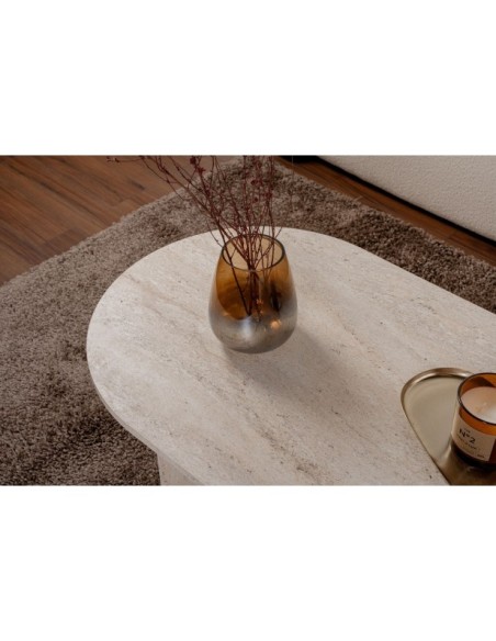 Mesa de Centro Ovalada SILKE, MDF Acabado Mármol