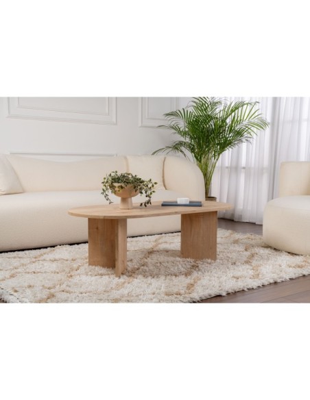 Mesa de Centro Ovalada SILKE, MDF Acabado Roble Zafiro