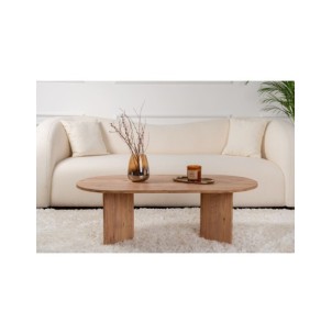 Mesa de Centro Ovalada SILKE, MDF Acabado Pino Atlántico 2