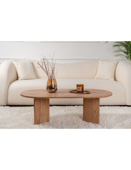 Mesa de Centro Ovalada SILKE, MDF Acabado Pino Atlántico