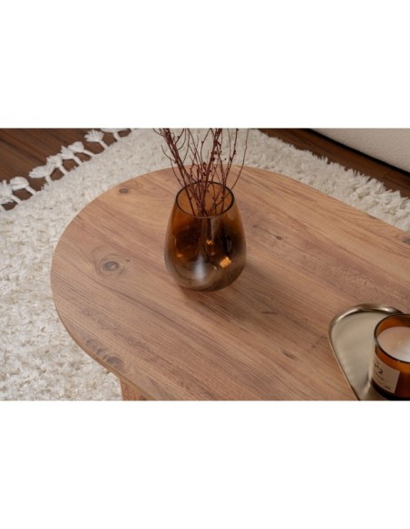 Mesa de Centro Ovalada SILKE, MDF Acabado Pino Atlántico
