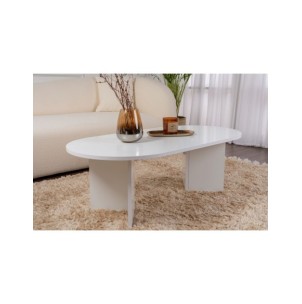 Mesa de Centro Ovalada SILKE, MDF Acabado Blanco