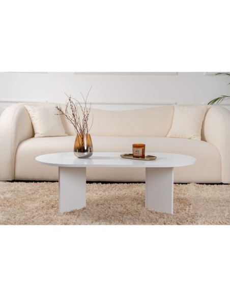 Mesa de Centro Ovalada SILKE, MDF Acabado Blanco