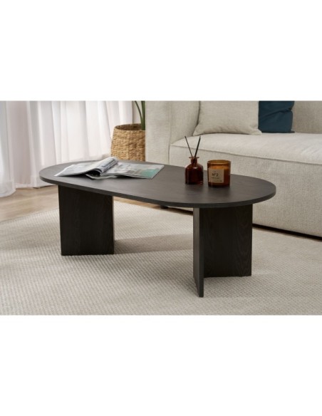 Mesa de Centro Ovalada SILKE, MDF Acabado Negro