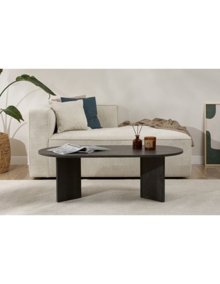 Mesa de Centro Ovalada SILKE, MDF Acabado Negro