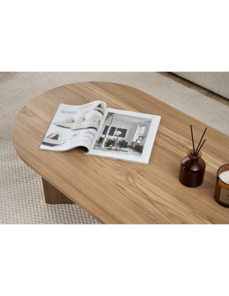 Mesa de Centro Ovalada SILKE, MDF Acabado Roble VNT