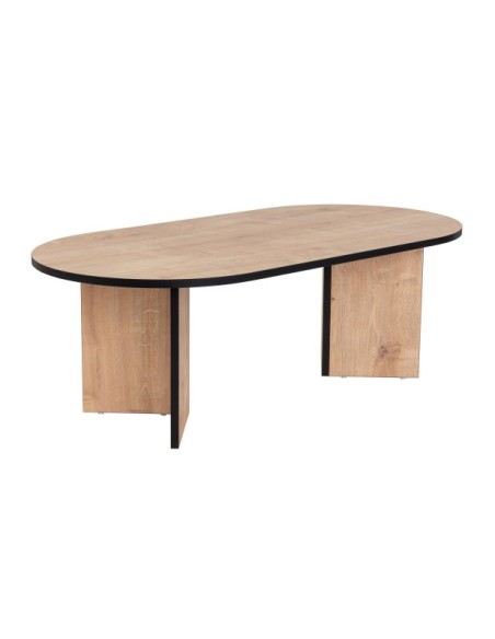 Mesa de Centro Ovalada SILKE, MDF Acabado Roble Zafiro / Negro