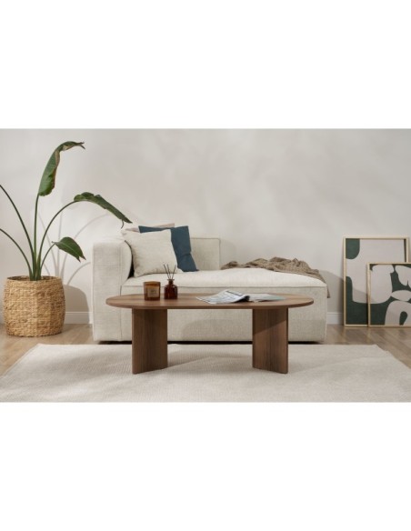 Mesa de Centro Ovalada SILKE, MDF Acabado Nogal VNT