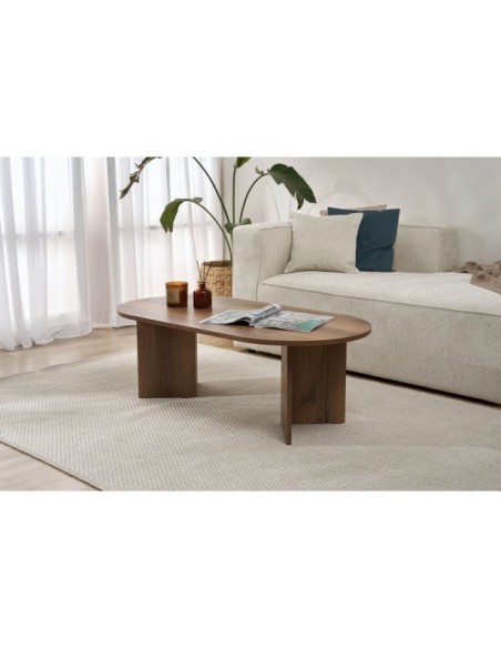 Mesa de Centro Ovalada SILKE, MDF Acabado Nogal VNT