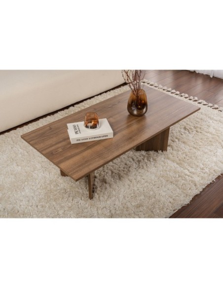 Mesa de Centro Rectangular SILKE, MDF Acabado Nogal