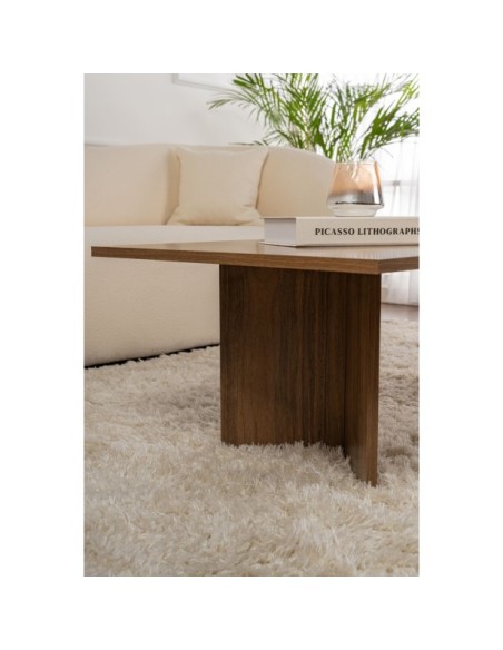 Mesa de Centro Rectangular SILKE, MDF Acabado Nogal