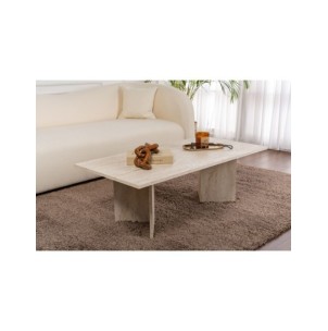 Mesa de Centro Rectangular SILKE, MDF Acabado Mármol