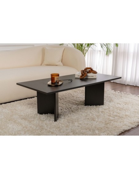Mesa de Centro Rectangular SILKE, MDF Acabado Madera Negra