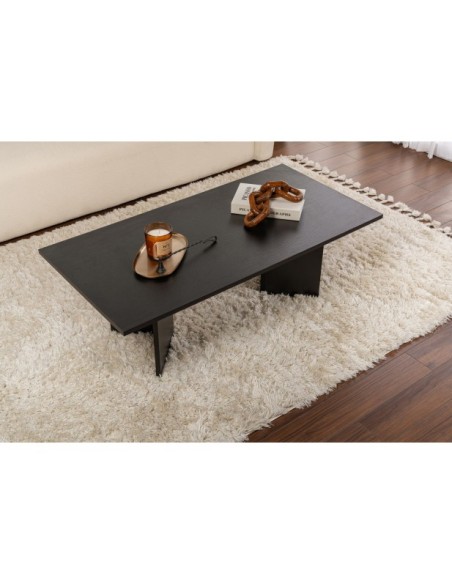 Mesa de Centro Rectangular SILKE, MDF Acabado Madera Negra