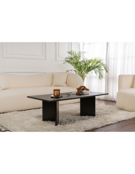 Mesa de Centro Rectangular SILKE, MDF Acabado Madera Negra