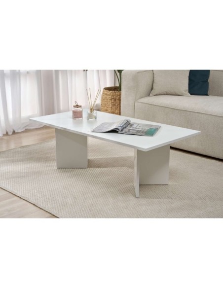 Mesa de Centro Rectangular SILKE, MDF Acabado Blanco