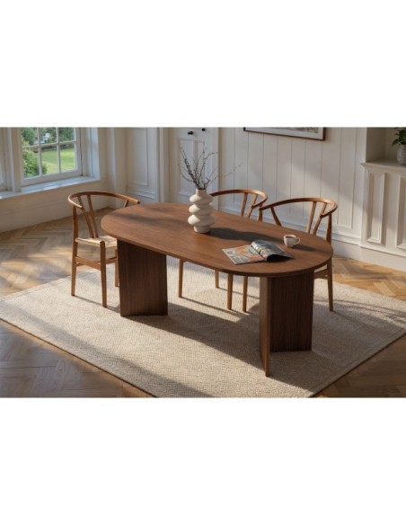 Mesa SILKE 180x89 cm de Comedor, MDF Acabado Nogal