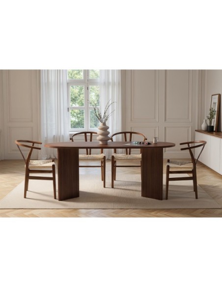 Mesa SILKE 180x89 cm de Comedor, MDF Acabado Nogal