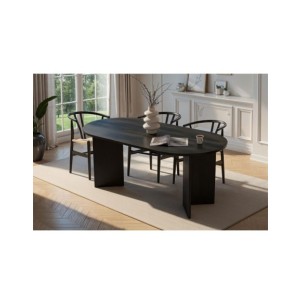 Mesa SILKE 180x89 cm de Comedor, MDF Acabado Madera Negra