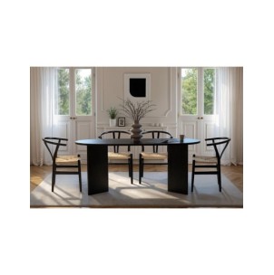 Mesa SILKE 180x89 cm de Comedor, MDF Acabado Madera Negra 2