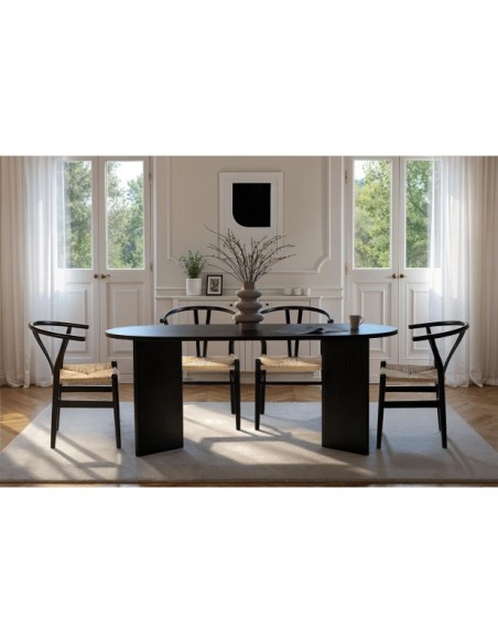 Mesa SILKE 180x89 cm de Comedor, MDF Acabado Madera Negra