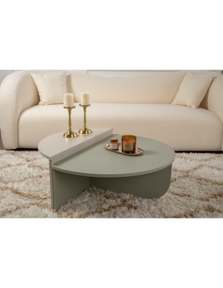 Mesa de Centro ORFEO, MDF Acabado Verde / Arena