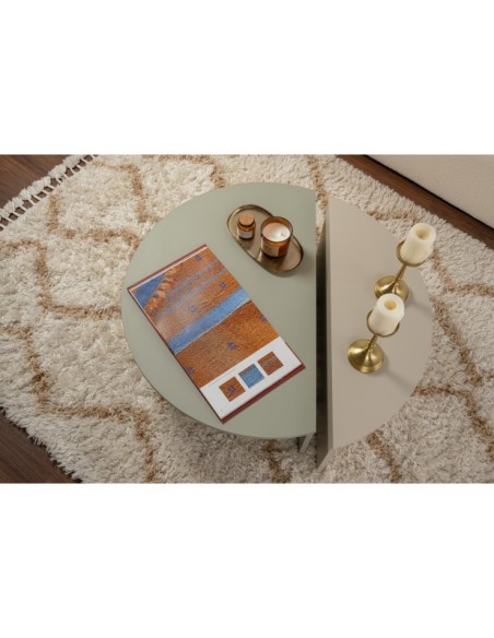 Mesa de Centro ORFEO, MDF Acabado Verde / Arena