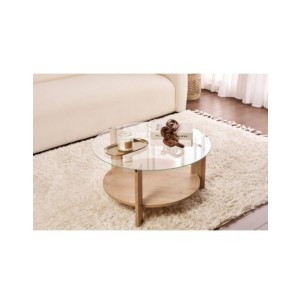 Mesa de Centro RITA, MDF Acabado Roble Zafiro / Cristal...