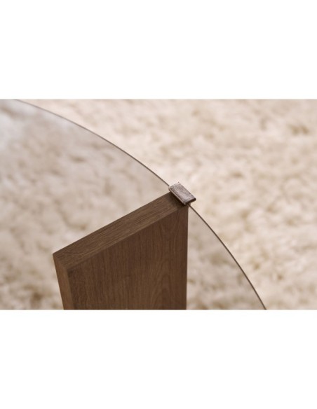 Mesa de Centro RITA, MDF Acabado Roble Zafiro / Cristal Ahumado