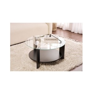 Mesa de Centro RITA, MDF Acabado Madera Negra / Cristal...