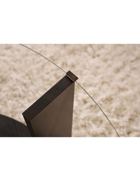 Mesa de Centro RITA, MDF Acabado Madera Negra / Cristal Transparente