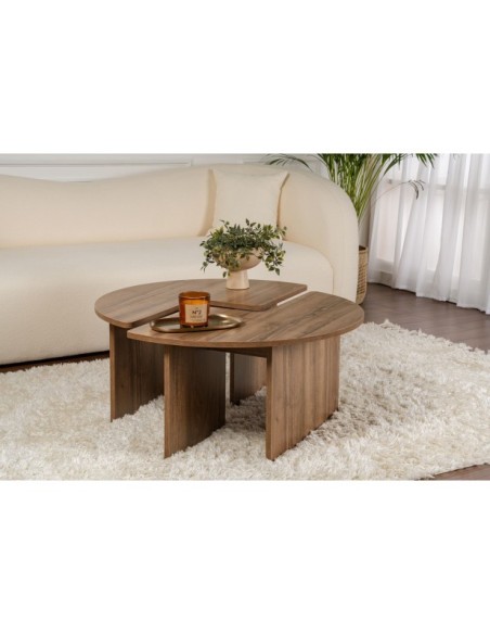 Mesa de Centro GÅDE Ø90 cm, MDF Acabado Nogal