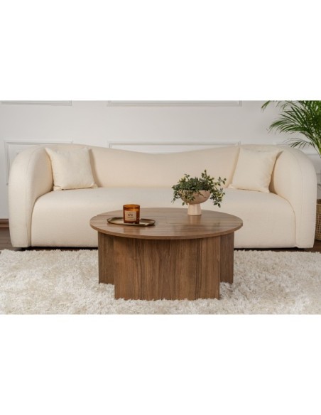 Mesa de Centro GÅDE Ø90 cm, MDF Acabado Nogal