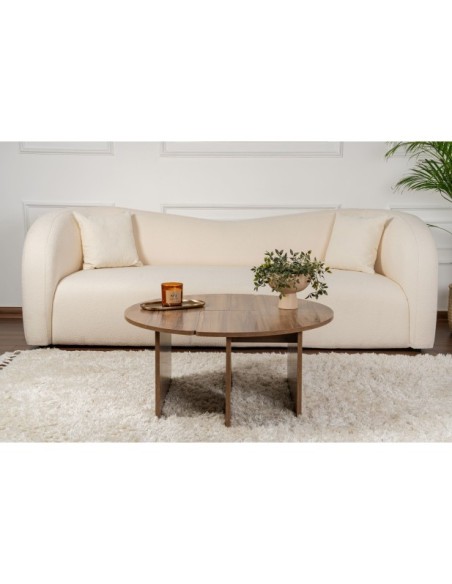 Mesa de Centro GÅDE Ø90 cm, MDF Acabado Nogal