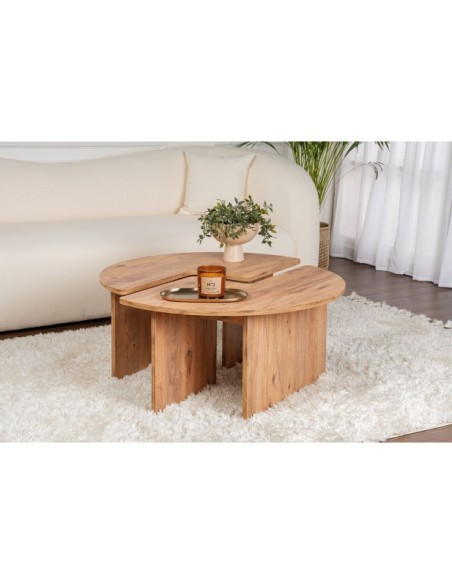 Mesa de Centro GÅDE Ø90 cm, MDF Acabado Pino Atlántico