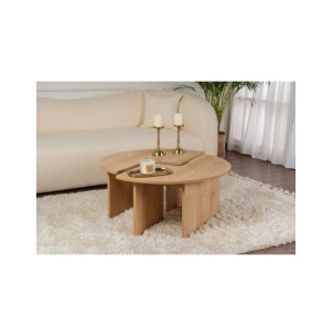 Mesa de Centro GÅDE Ø91 cm, MDF Acabado Roble
