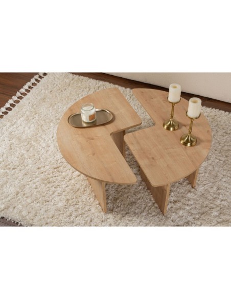 Mesa de Centro GÅDE Ø91 cm, MDF Acabado Roble