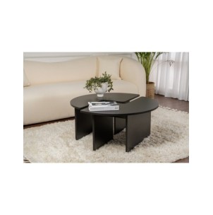 Mesa de Centro GÅDE Ø92 cm, MDF Acabado Madera Negra