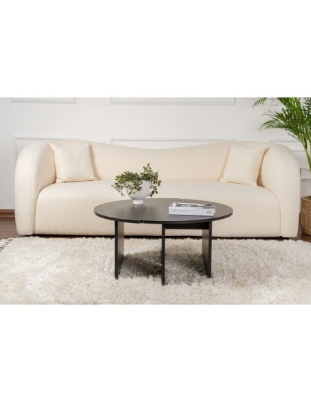 Mesa de Centro GÅDE Ø92 cm, MDF Acabado Madera Negra