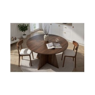 Mesa KALI Ø120 cm de Comedor, MDF Acabado Nogal 2