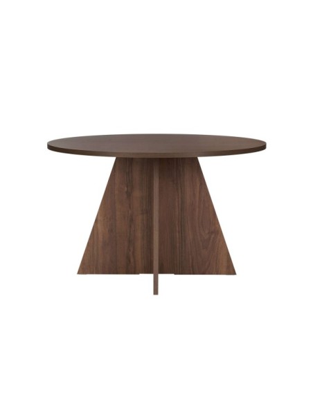 Mesa KALI Ø120 cm de Comedor, MDF Acabado Nogal