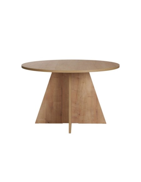 Mesa KALI Ø120 cm de Comedor, MDF Acabado Roble