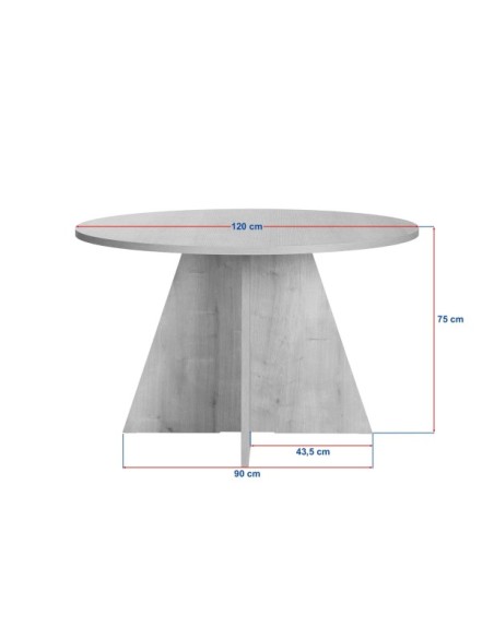 Mesa KALI Ø120 cm de Comedor, MDF Acabado Madera Negra