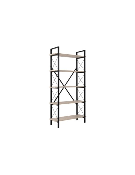 Estantería OBELISK 180x90 cm, MDF Acabado Mármol / Metal Negro