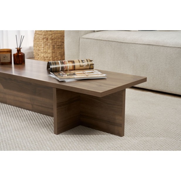 Mesa de Centro GLAZE, MDF Acabado Nogal